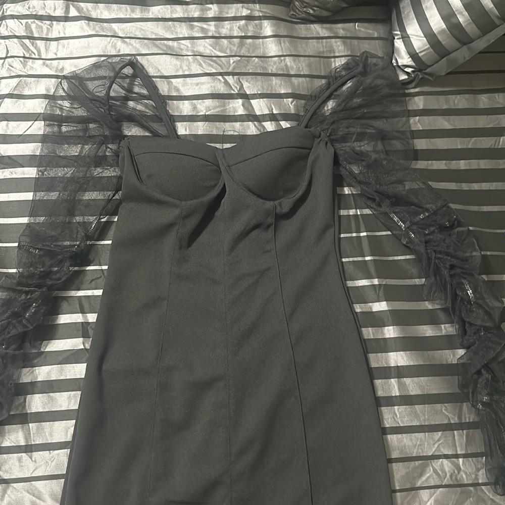 Black Ruffle Sleeve Dress